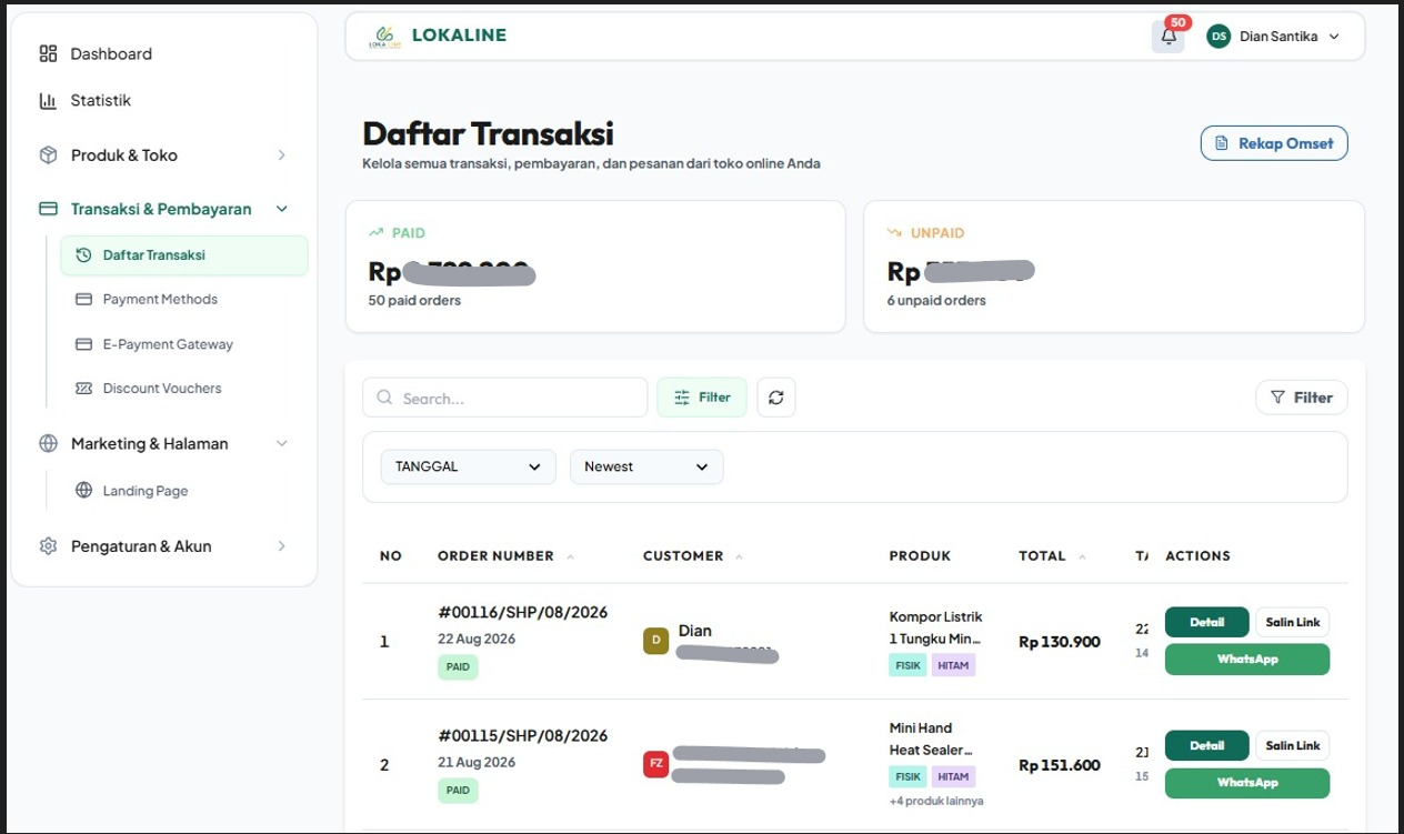 Riwayat Transaksi & Status Pembayaran